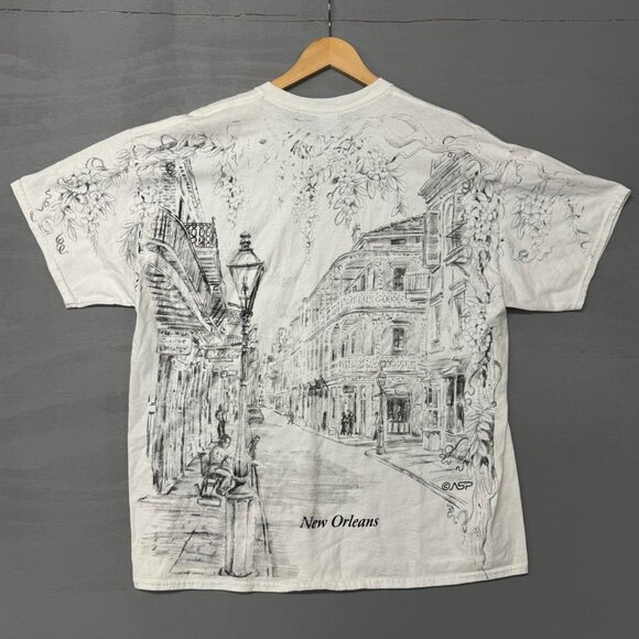 Vintage New Orleans AOP White Crazy French Quarter‎ Shirt XXL - Picture 3 of 6